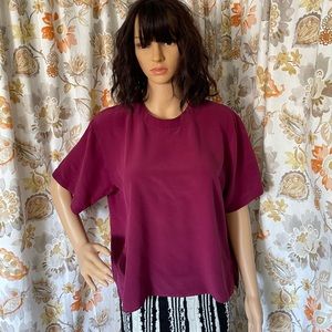 DOUGLASS 100% Silk Round Neck Short Sleeve Blouse Size L Purple